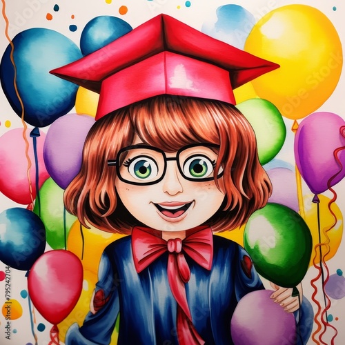 Graduation Celebration with Colorful Balloons photo