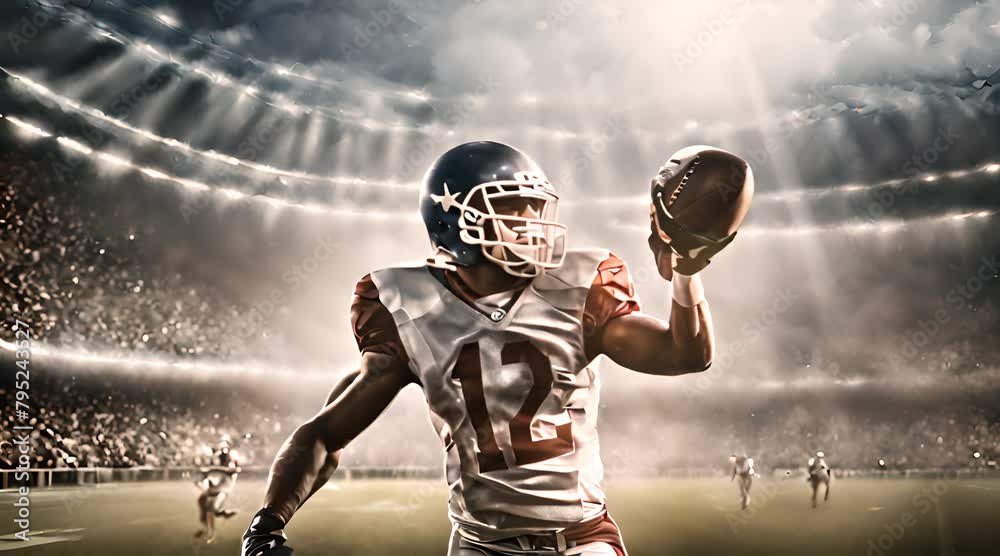 American football player vector watercolor painting