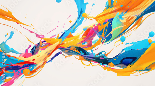 Splashes of paint on a white canvas, showcasing vibrant and bold colors