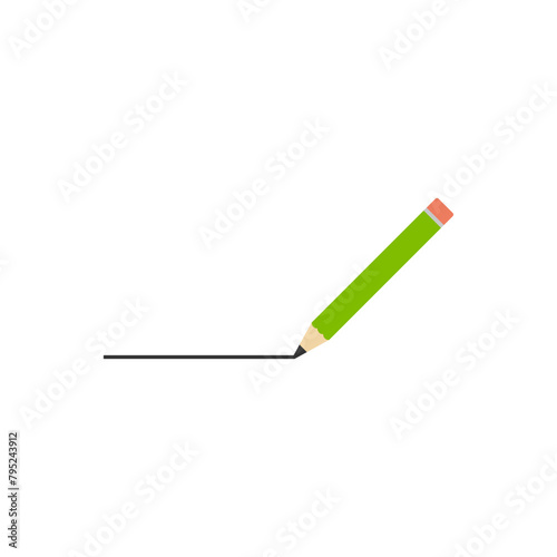 The pencil draws a long straight line.