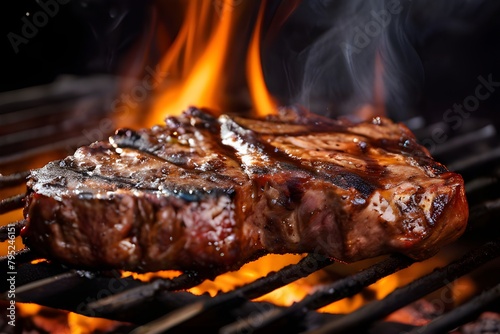 t bone steaks on barbecue grill