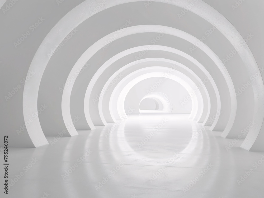 a white room with circular arches a white room with circular arches
