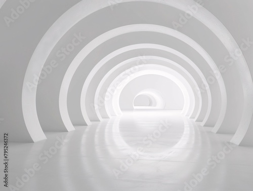 a white room with circular arches