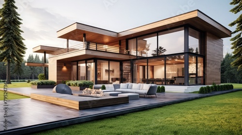 Modern style house exterior with terrace