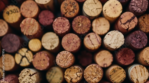 Many wine corks close up