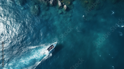 Boat on the sea Ai drone footage 5 © Codrik