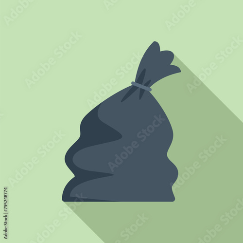 Cleaning full bag of trash icon flat vector. Ecological sack. Element clean