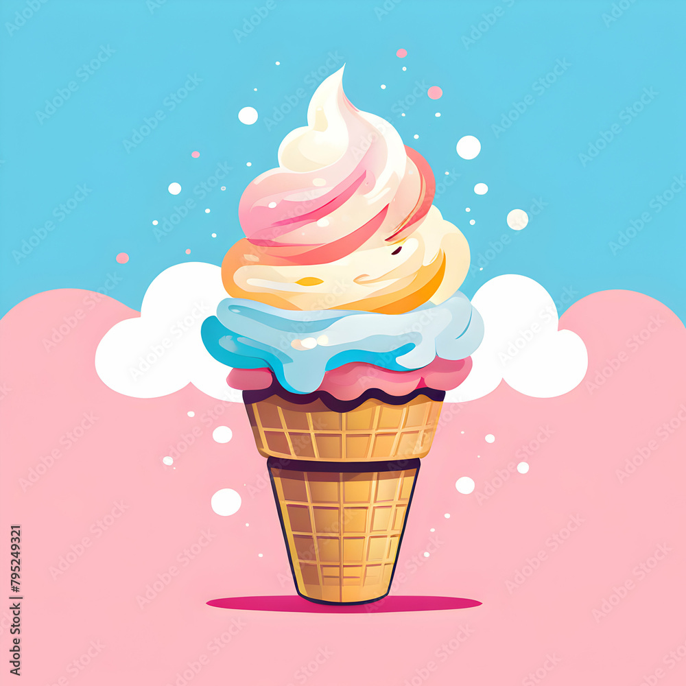 simple ice cream logo vector with abstract colors on colorful