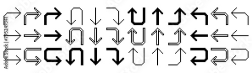 pixel art arrow, turn, swerve, symbol, up down arrow in pixel photo