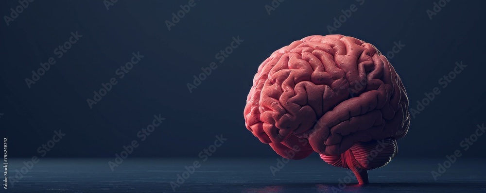 3D illustration of the human brain on a black background. - obrazy, fototapety, plakaty 
