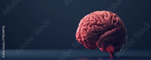3D illustration of the human brain on a black background. photo
