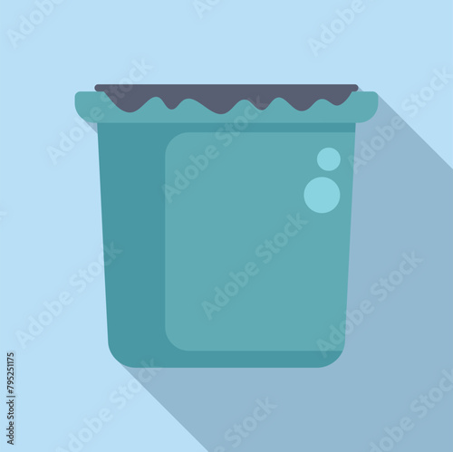 Container with bag for trash icon flat vector. Ecological element. Cleaner utilization