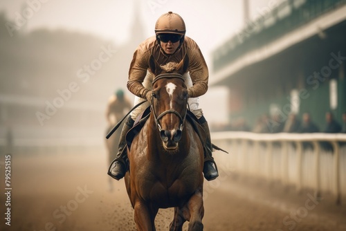 Jockey riding a horse mammal animal adult photo