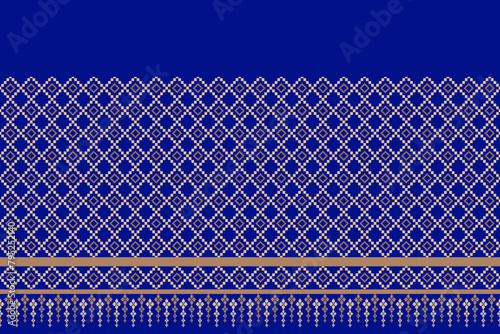  elegance Ikat embroidery.geometric ethnic oriental seamless pattern traditional.Aztec style abstract vector illustration.design for texture,fabric,clothing,wrapping,decoration,shirttail,print.