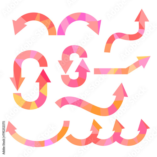set of arrows with various colored backgrounds