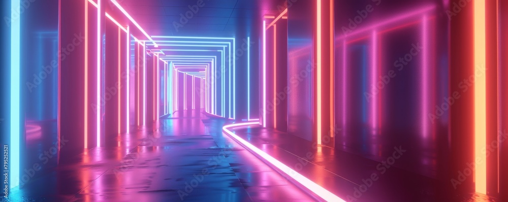 Abstract 3D rendering of neon lights