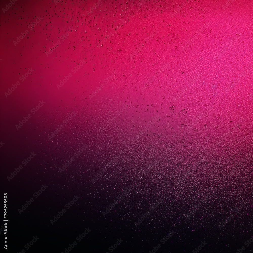 Magenta color gradient dark grainy background white vibrant abstract spots on black noise texture effect blank empty pattern with copy space