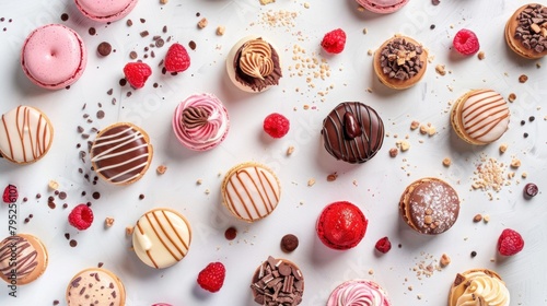 Wallpaper Mural Desserts assortment on light background. Freshly made bakery and treats. Flat lay, top view Torontodigital.ca