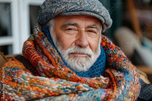 Man Wearing Hat and Scarf