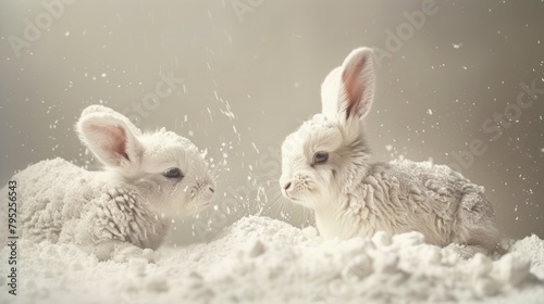 Easter lamb and rabbity sprinkled with powdered sugar photo