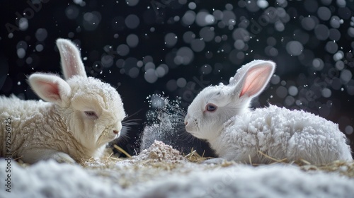 Easter lamb and rabbity sprinkled with powdered sugar photo