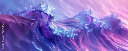Abstract blue wave fractal on isolated magenta background for creative design