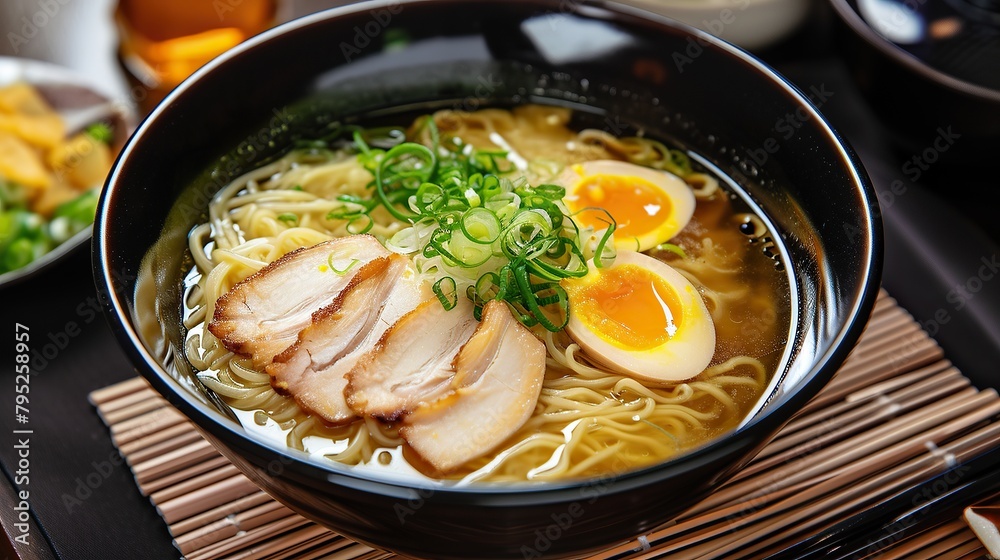 hot and delicious ramen soup served in a bowl