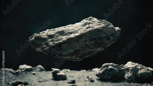 Photorealistic Floating Rock VFX Asset on Black Background