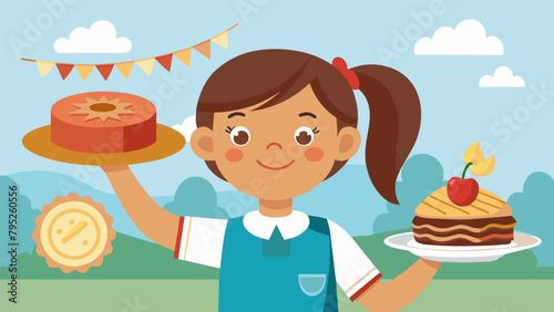 At the county fair a child proudly displays their awardwinning dish a creative twist on traditional pancakes at the highly anticipated first