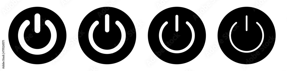 On-off icon. Set of black power buttons. Vector illustration On-off icon. Set of black power buttons. Vector illustration
