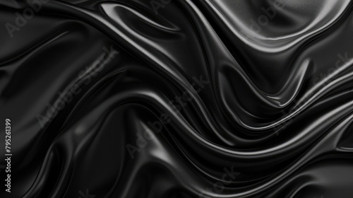 Stylish black background. 3d rendering, Black background with drapery fabric, luxury liquid wave abstract background or wavy folds grunge silk texture, elegant wallpaper design background