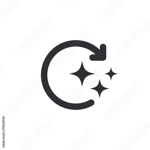 Generation. Regeneration icon. Creation symbol. Magic incarnation. Time icon. Clock icon. Return icon. Return time. Past time. Countdown time. History line. Update sign. Improvement. Generate button.