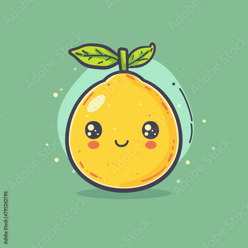 A cartoon lemon with a green leaf on top