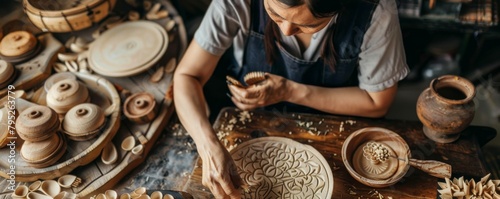Artisanal Craftsmanship: Highlight the meticulous craftsmanship behind handcrafted goods, celebrating tradition and quality. photo