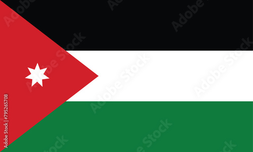 Vector Image of Jordan Flag. Jordan Flag. National Flag of Jordan. Jordan flag illustration. Jordan flag picture. Jordan flag image photo