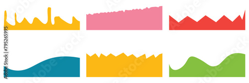 Website border and header set with drops, waves, organic and geometric shapes. Isolated vector template for website, app, poster, banner. isolated on white background. EPS 10