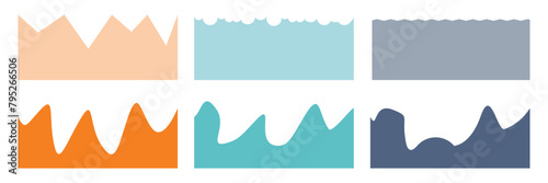 Website border and header set with drops, waves, organic and geometric shapes. Isolated vector template for website, app, poster, banner. isolated on white background. EPS 10