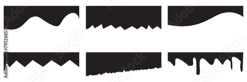 Website border and header set with drops, waves, organic and geometric shapes. Isolated vector template for website, app, poster, banner. isolated on white background. EPS 10