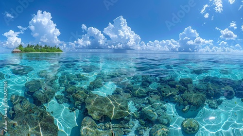 Beautiful Maldives tropical island - Panorama