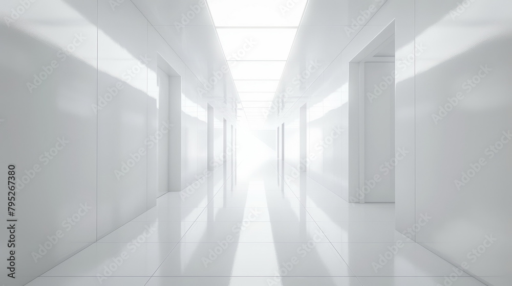 Bright, sleek hallway, great for concepts of future and technology.