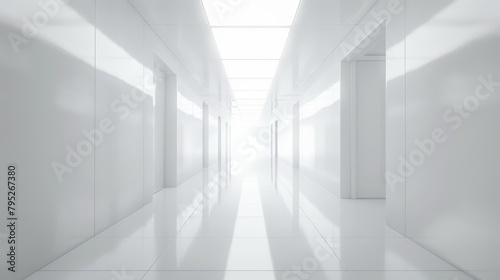 Bright, sleek hallway, great for concepts of future and technology.