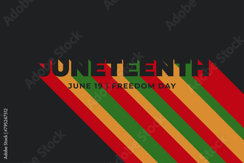 Juneteenth Typography Colorful Long Shadow. (ID: 795267512)