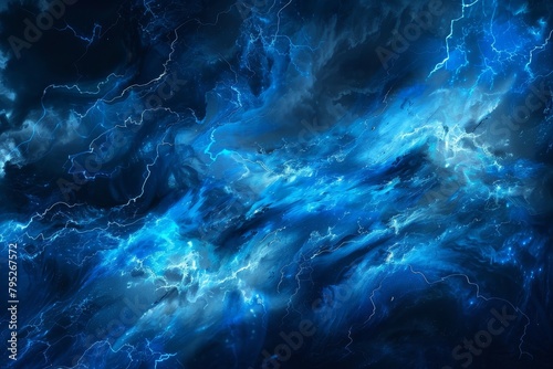 Ethereal Blue Storm Clouds with Lightning