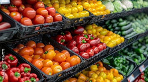 Organic Produce Displayed in Grocery Store