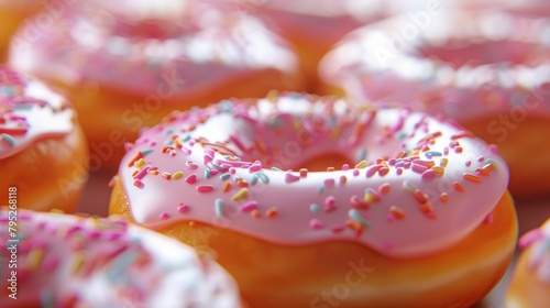 Glazed doughnuts composition closeup