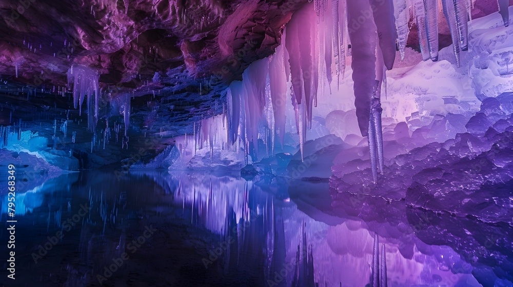 Captivating Subterranean Ice Crystal Caverns Reflecting Surreal Frozen Landscape
