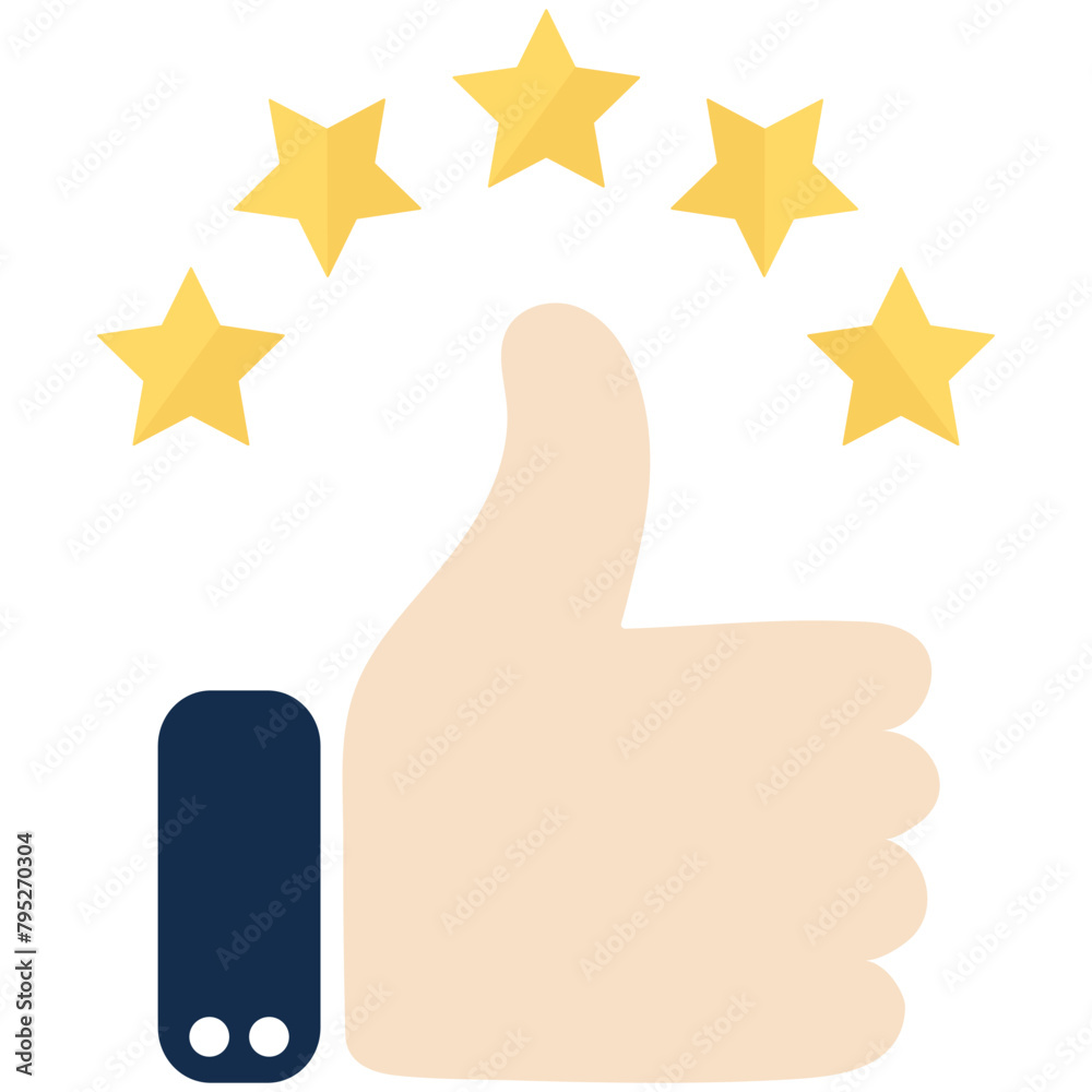 Thumb up with star flat icon isolated on white background. Thumb up with star flat icon isolated on white background.