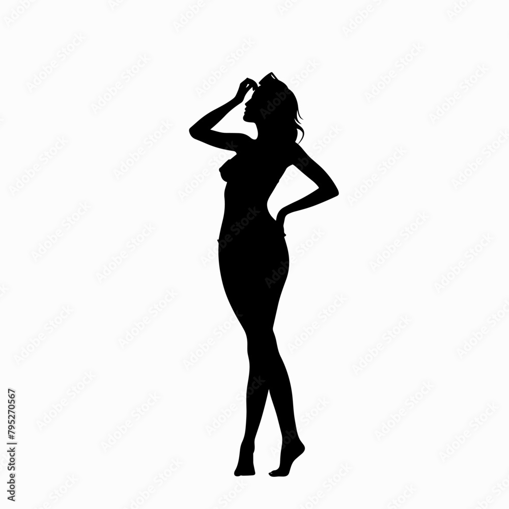 vector silhouette of a girl in a swimsuit on a white background .Generative AI vector silhouette of a girl in a swimsuit on a white background .Generative AI