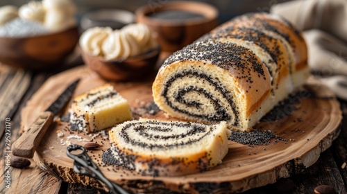 Poppy seed cake roll slices