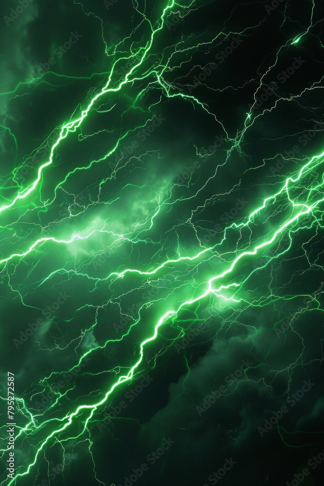 Fototapeta premium Green lightning lines for background, visually striking